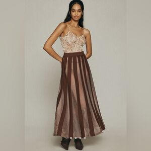 Anthropologie Chic Brown A-Line Skirt
